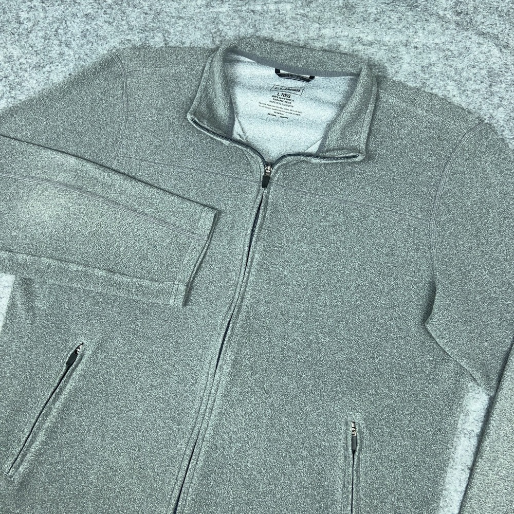LL Bean Sweater Jacket Mens Large‎ Gray Trail Fleece Full Zip Pockets Outdoors